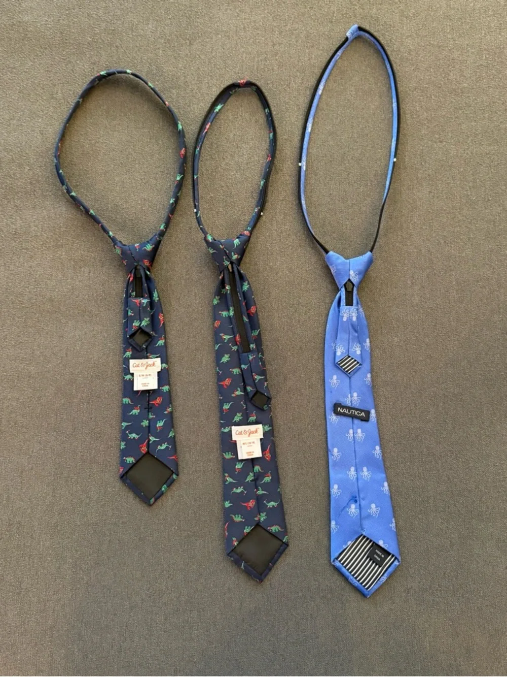 Cat & Jack Kids Pre-Tied Dino Navy and Light Blue Ties